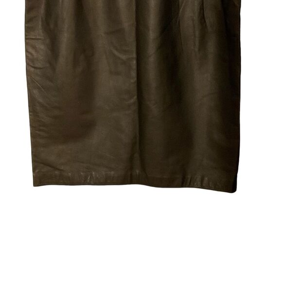 VTG C. Marie Leathers Black Leather Pleated Midi Skirt Size 10 - Picture 5 of 13